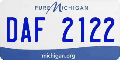MI license plate DAF2122