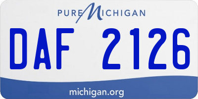 MI license plate DAF2126
