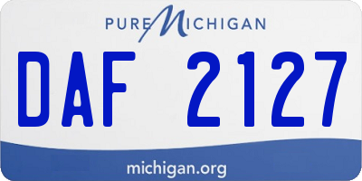 MI license plate DAF2127