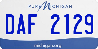 MI license plate DAF2129