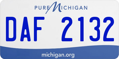 MI license plate DAF2132
