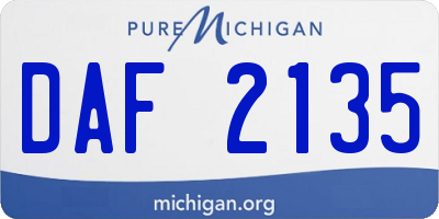 MI license plate DAF2135