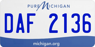 MI license plate DAF2136
