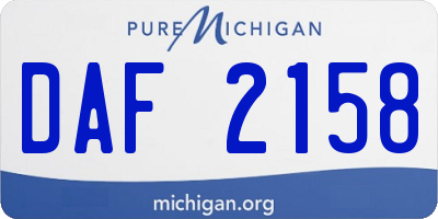 MI license plate DAF2158
