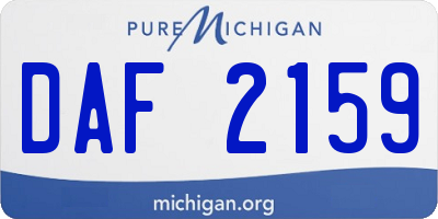 MI license plate DAF2159