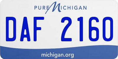 MI license plate DAF2160