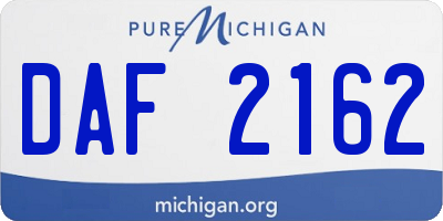 MI license plate DAF2162
