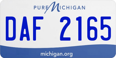 MI license plate DAF2165