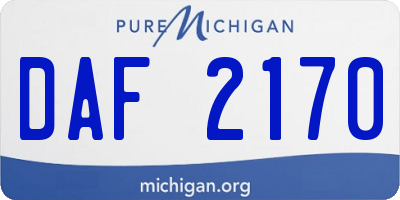 MI license plate DAF2170