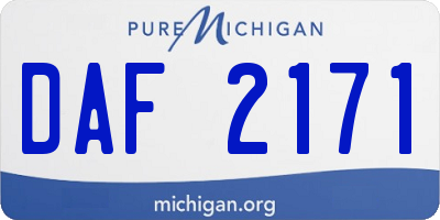 MI license plate DAF2171