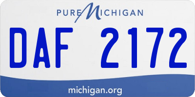 MI license plate DAF2172