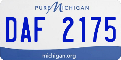 MI license plate DAF2175