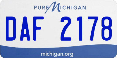 MI license plate DAF2178