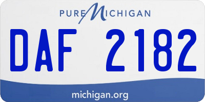 MI license plate DAF2182