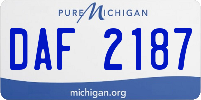 MI license plate DAF2187