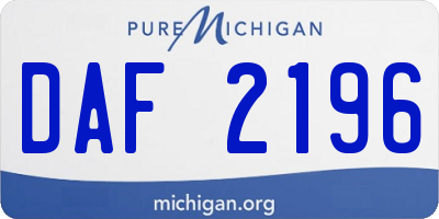 MI license plate DAF2196