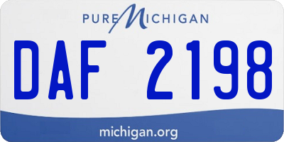 MI license plate DAF2198