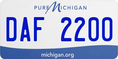 MI license plate DAF2200