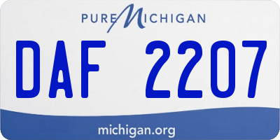 MI license plate DAF2207