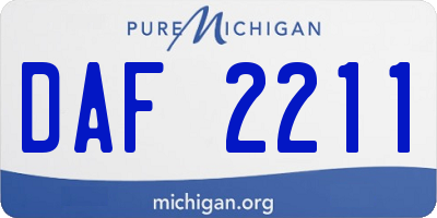 MI license plate DAF2211