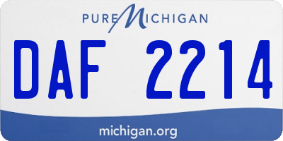 MI license plate DAF2214