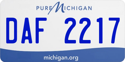 MI license plate DAF2217