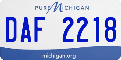 MI license plate DAF2218