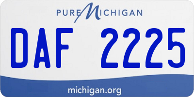 MI license plate DAF2225
