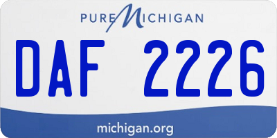 MI license plate DAF2226