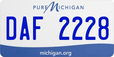MI license plate DAF2228
