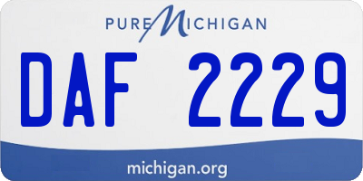 MI license plate DAF2229