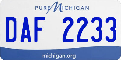 MI license plate DAF2233