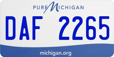 MI license plate DAF2265