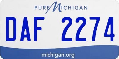 MI license plate DAF2274