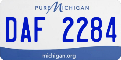 MI license plate DAF2284