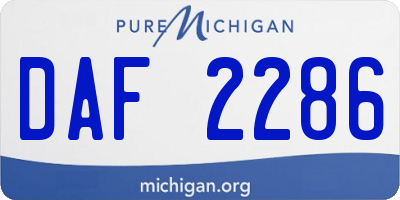 MI license plate DAF2286