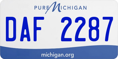 MI license plate DAF2287