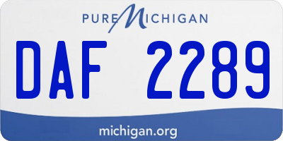 MI license plate DAF2289