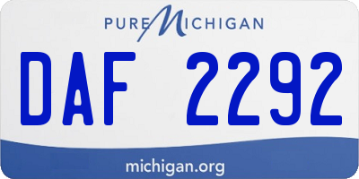 MI license plate DAF2292