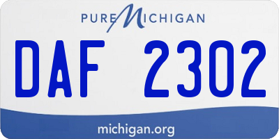 MI license plate DAF2302