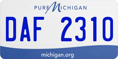 MI license plate DAF2310