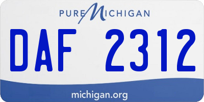 MI license plate DAF2312