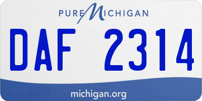 MI license plate DAF2314