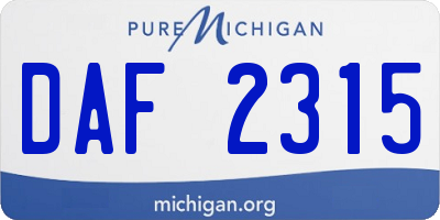 MI license plate DAF2315