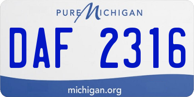 MI license plate DAF2316