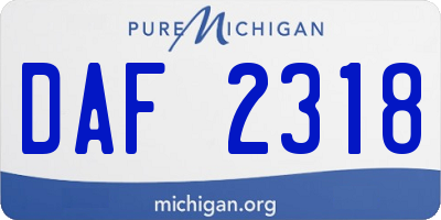 MI license plate DAF2318