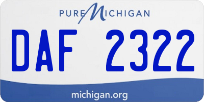 MI license plate DAF2322