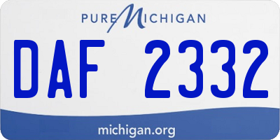 MI license plate DAF2332