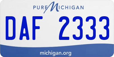 MI license plate DAF2333