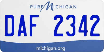 MI license plate DAF2342